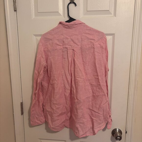 Grayson The Hero Womens Sz 4 100% Linen Button Down Shirt Top Pink Soft Luxury - Picture 3 of 5
